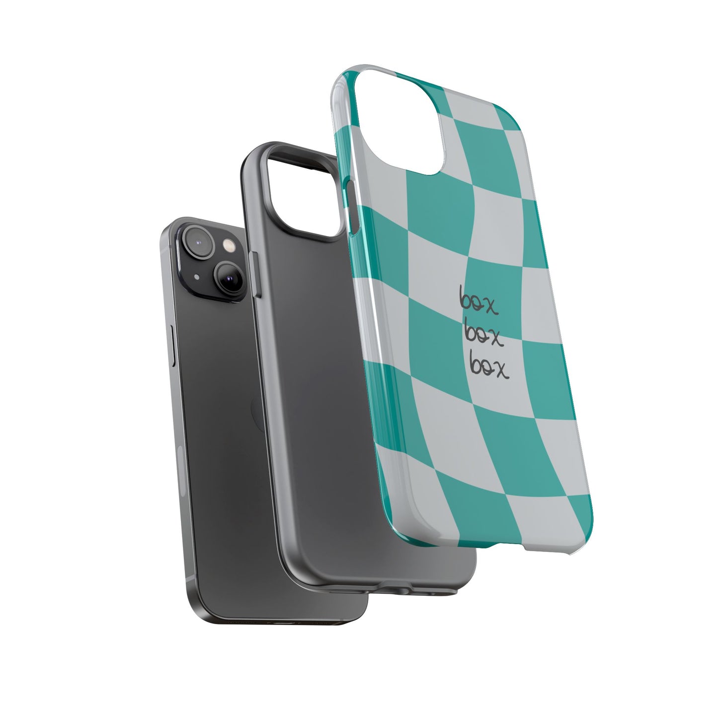 Mercedes Teal and Grey Checkered F1 Phone Case, Box Box Box F1 Phone Case