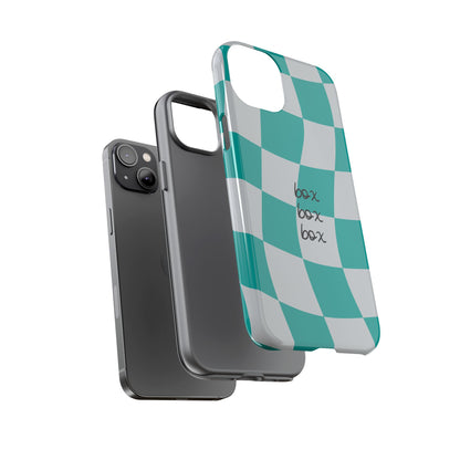 Mercedes Teal and Grey Checkered F1 Phone Case, Box Box Box F1 Phone Case