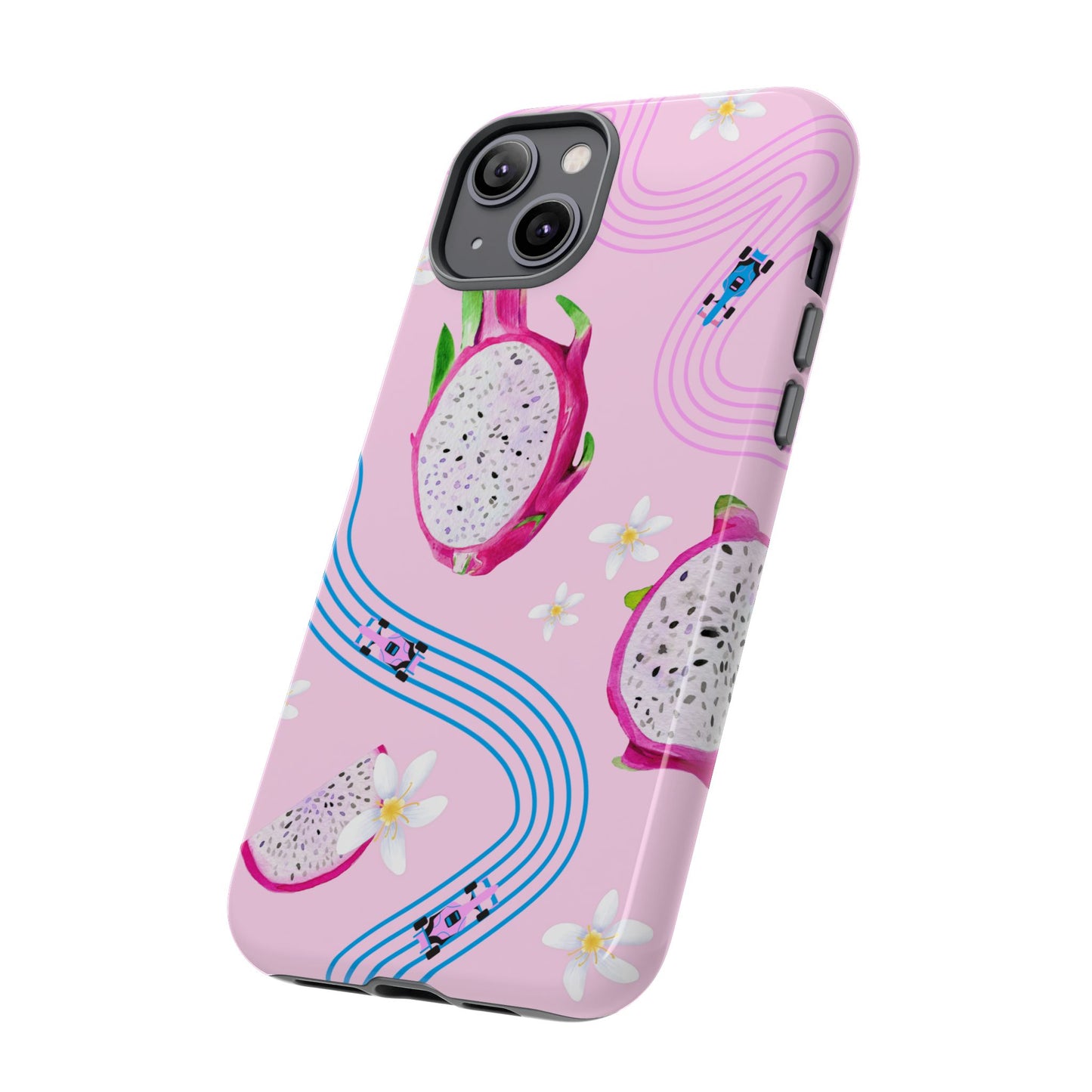 Pink F1 Alpine and Dragonfruit Phone Case, Trendy F1 Gift, Formula 1 Gift, Cute Fruit F1 Phone Case, Unique Phone Case