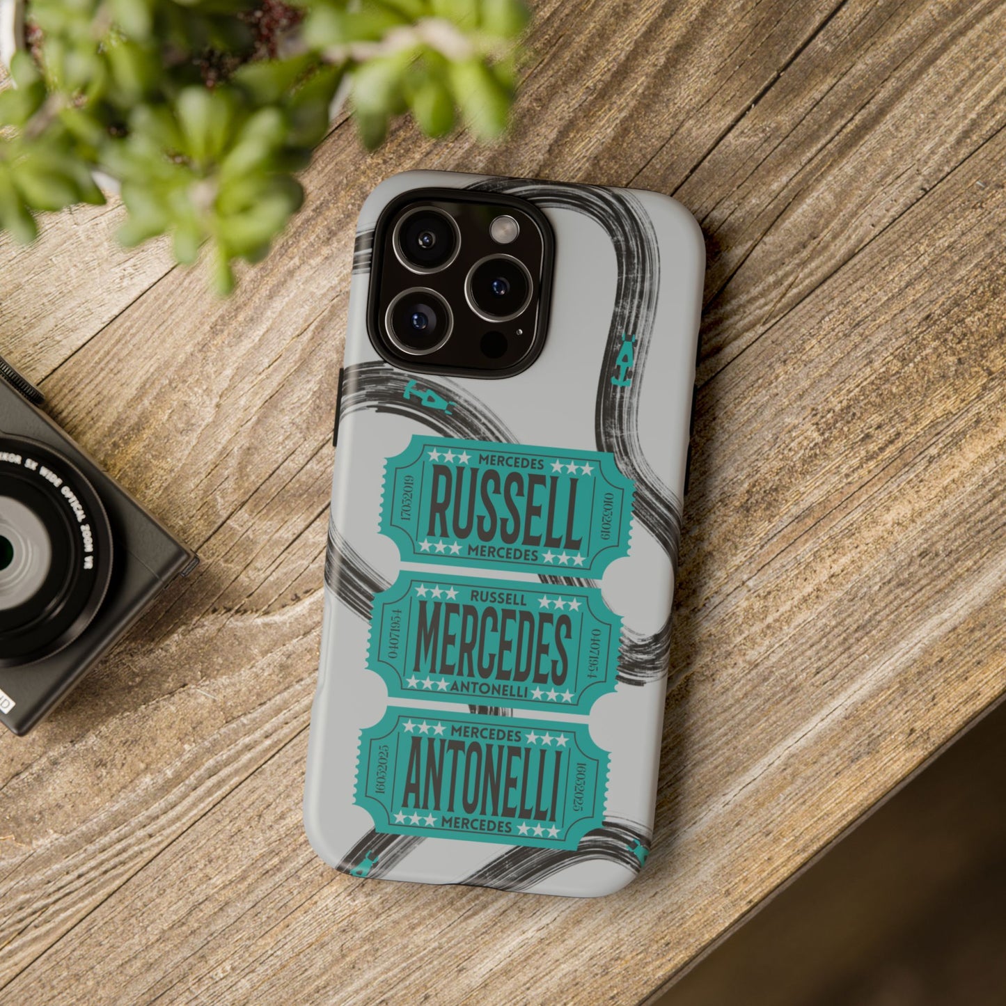 Mercedes F1 Phone Case Painted Ticket Stubs, Trendy F1 Gift, Formula 1 Gift, Cute F1 Phone Case