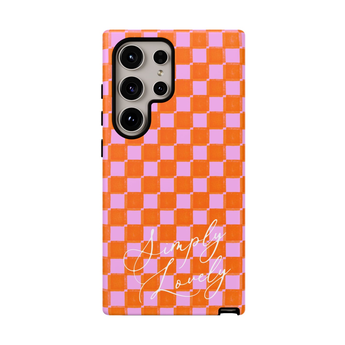 Simply Lovely Orange and Pink Checkered F1 Phone Case Design, Trendy F1 Gift, Formula 1 Gift, Cute F1 Phone Case