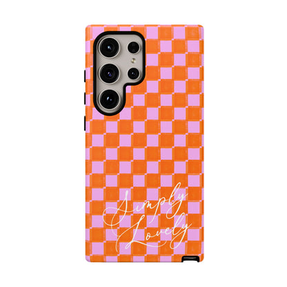 Simply Lovely Orange and Pink Checkered F1 Phone Case Design, Trendy F1 Gift, Formula 1 Gift, Cute F1 Phone Case