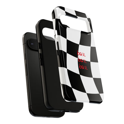 Black and Red Checkered F1 Phone Case, Box Box Box F1 Phone Case