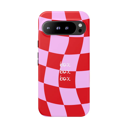 Pink and Red Checkered F1 Phone Case, Box Box Box F1 Phone Case