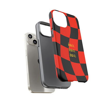 F1 Ferrari Black and Red Checkered Phone Case, Box Box Box F1 Phone Case