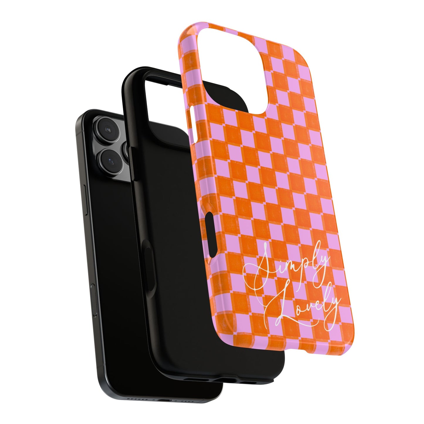 Simply Lovely Orange and Pink Checkered F1 Phone Case Design, Trendy F1 Gift, Formula 1 Gift, Cute F1 Phone Case