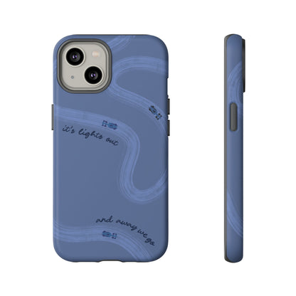 F1 Phone Case Monochrome Dark Blue Painted "its lights out and away we go", Trendy F1 Gift, Formula 1 Gift, Cute F1 Phone Case, Phone Case