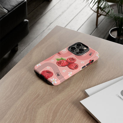 Red F1 Haas and Raspberries Phone Case, Trendy F1 Gift, Formula 1 Gift, Cute Fruit F1 Phone Case, Unique Phone Case