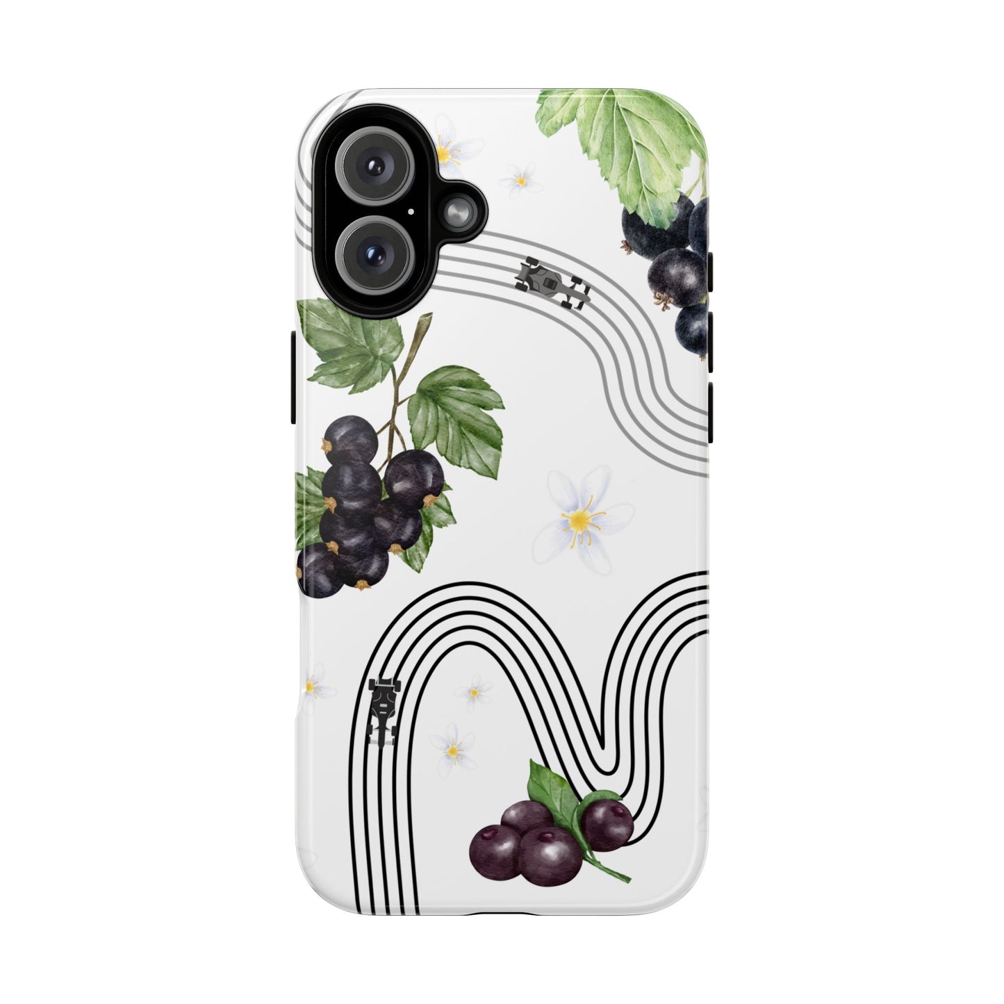 F1 Cadillac and Black Currants Phone Case, Trendy F1 Gift, Formula 1 Gift, Cute Fruit F1 Phone Case, Unique Phone Case