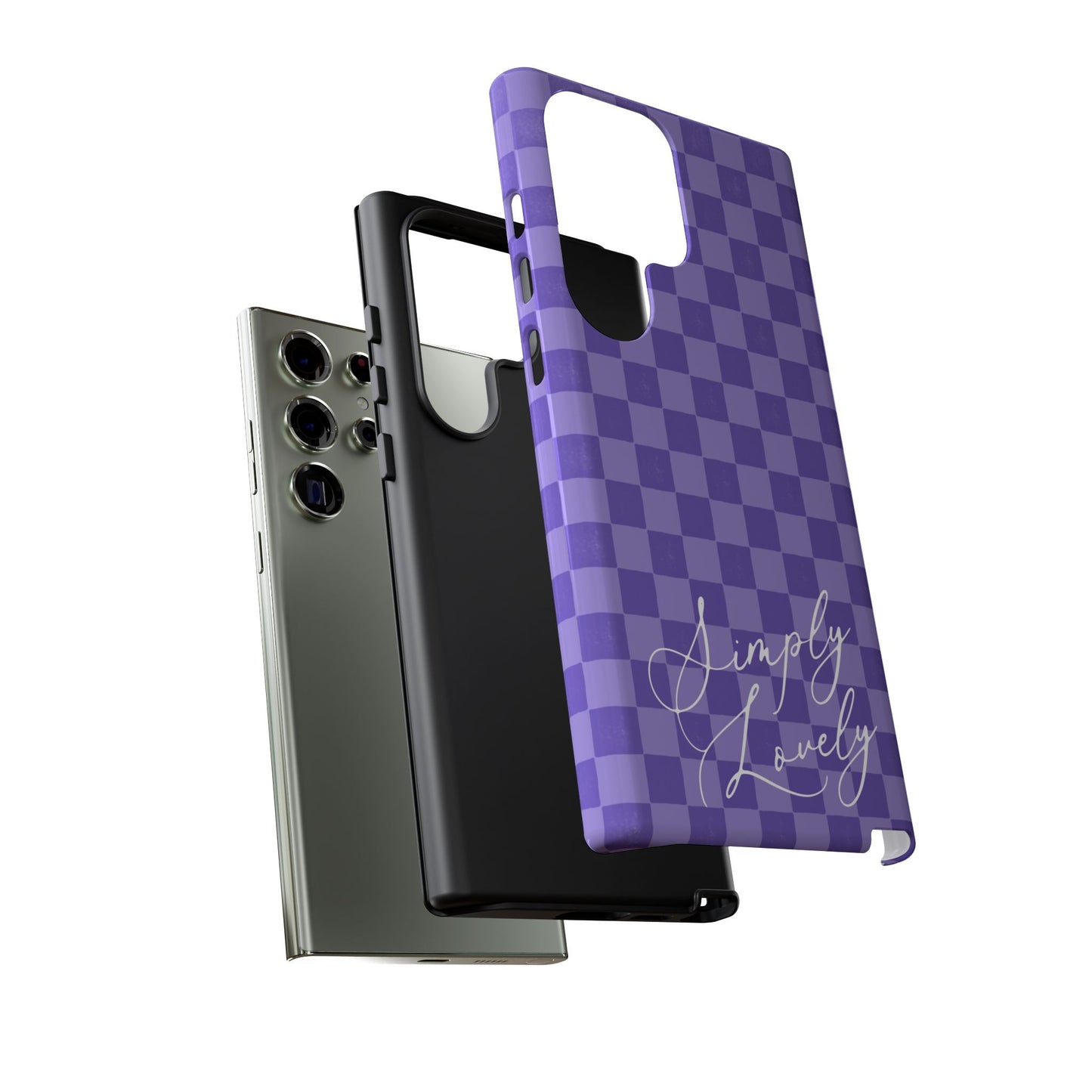 Simply Lovely Purple Checkered F1 Phone Case Design, Trendy F1 Gift, Formula 1 Gift, Cute F1 Phone Case