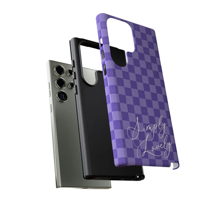 Simply Lovely Purple Checkered F1 Phone Case Design, Trendy F1 Gift, Formula 1 Gift, Cute F1 Phone Case