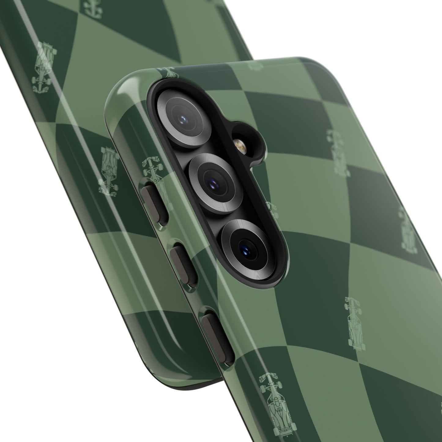 F1 Phone Case Green Checkerboard Design, Trendy F1 Gift, Formula 1 Gift, Cute F1 Phone Case, Unique Formula One Phone Case
