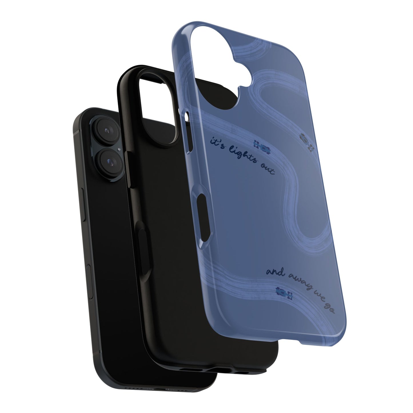 F1 Phone Case Monochrome Dark Blue Painted "its lights out and away we go", Trendy F1 Gift, Formula 1 Gift, Cute F1 Phone Case, Phone Case