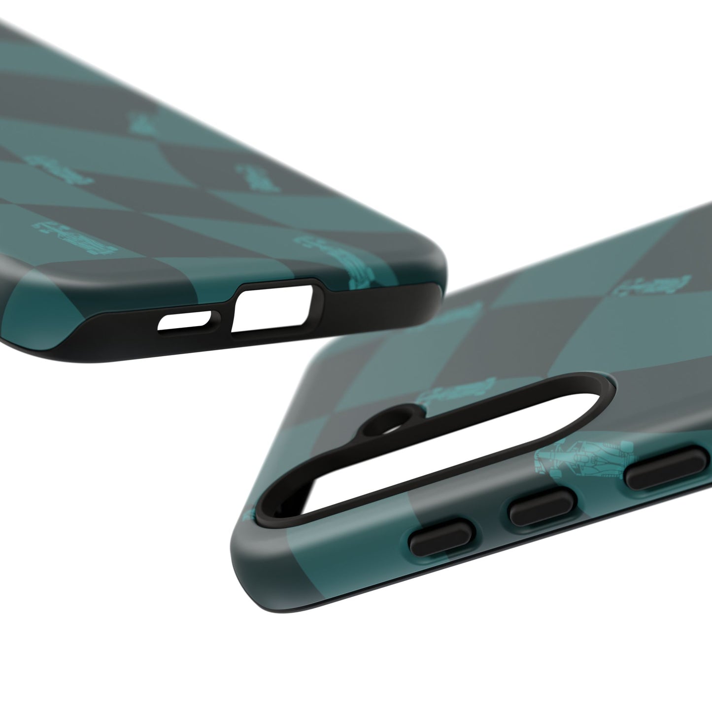 F1 Phone Case Teal Checkered Design, Trendy F1 Gift, Formula 1 Gift, Cute F1 Phone Case, Unique Formula One Phone Case