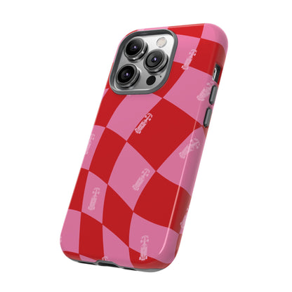 F1 Phone Case Pink and Red Checkerboard Design, Trendy F1 Gift, Girly Formula 1 Gift, Cute F1 Phone Case, Unique Formula One Phone Case