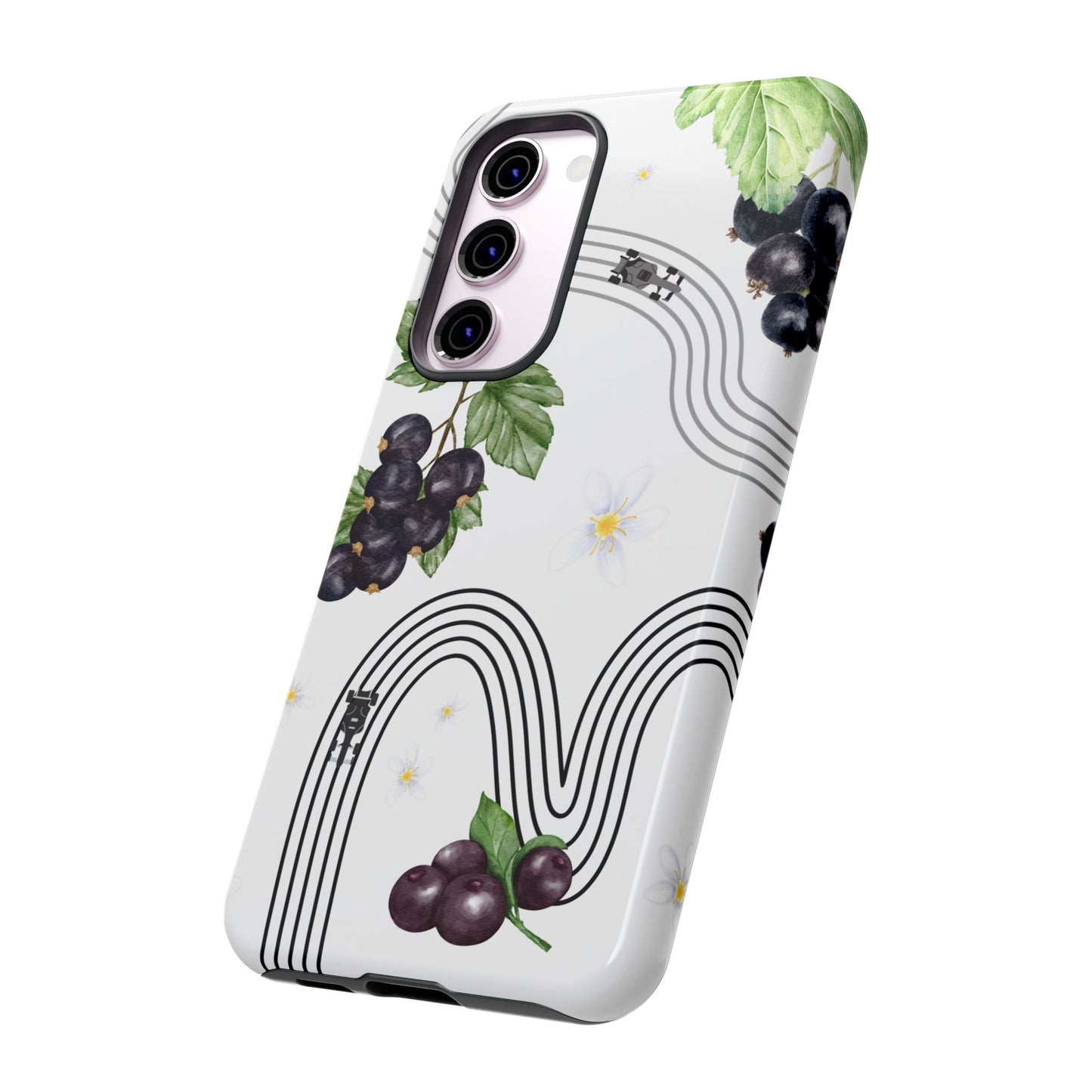 F1 Cadillac and Black Currants Phone Case, Trendy F1 Gift, Formula 1 Gift, Cute Fruit F1 Phone Case, Unique Phone Case