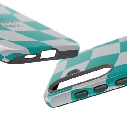 Mercedes Teal and Grey Checkered F1 Phone Case, Box Box Box F1 Phone Case