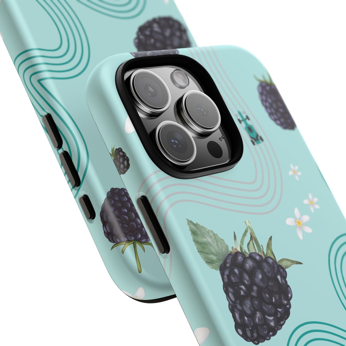 Teal F1 Mercedes and Blackberries Phone Case , Trendy F1 Gift, Formula 1 Gift, Cute Fruit F1 Phone Case, Unique Phone Case