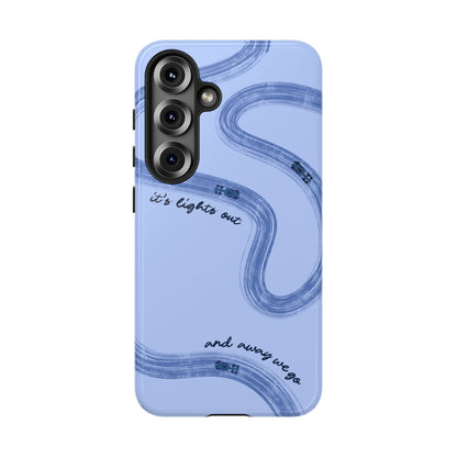 F1 Phone Case Monochrome Blue Painted "its lights out and away we go", Trendy F1 Gift, Formula 1 Gift, Cute F1 Phone Case, Phone Case
