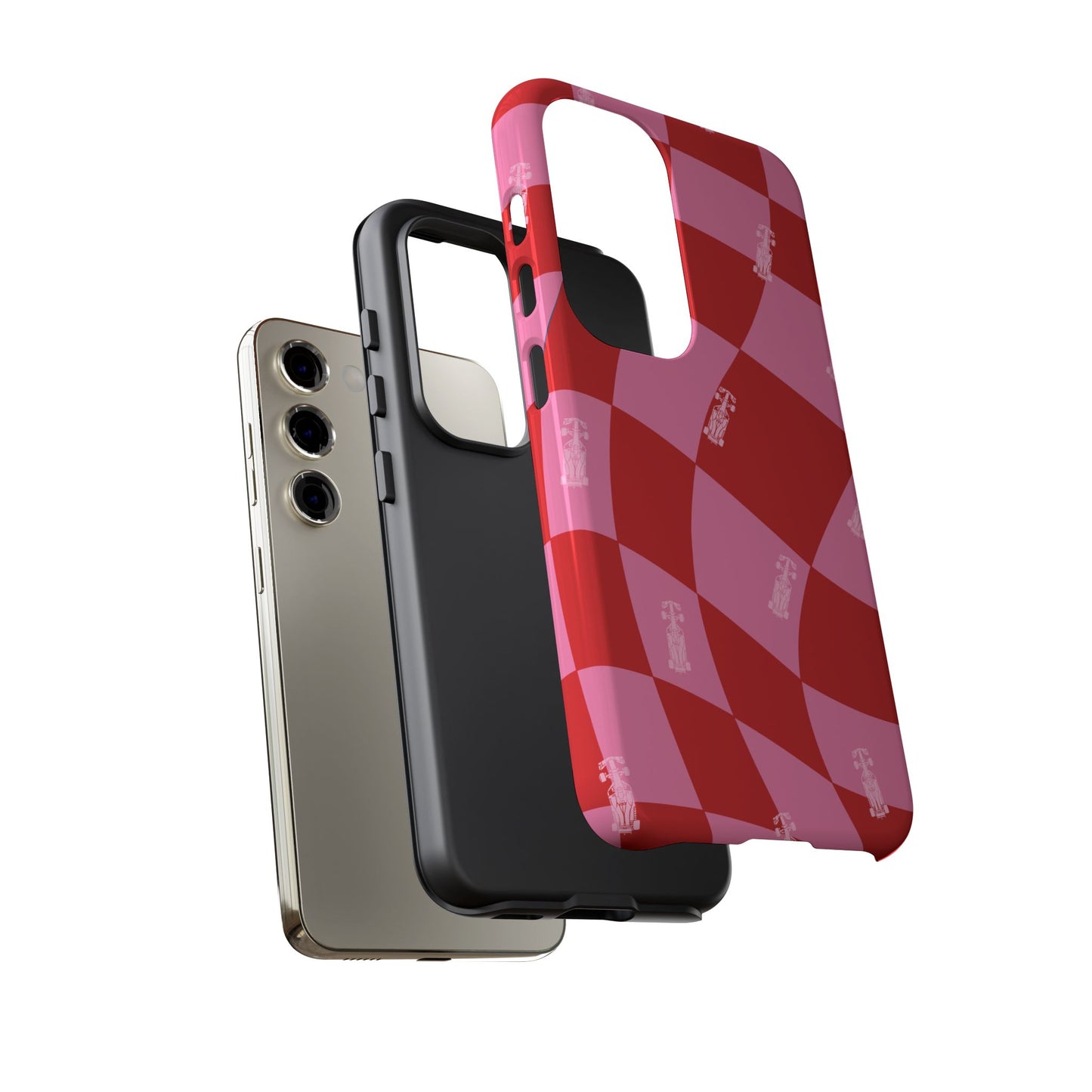 F1 Phone Case Pink and Red Checkerboard Design, Trendy F1 Gift, Girly Formula 1 Gift, Cute F1 Phone Case, Unique Formula One Phone Case