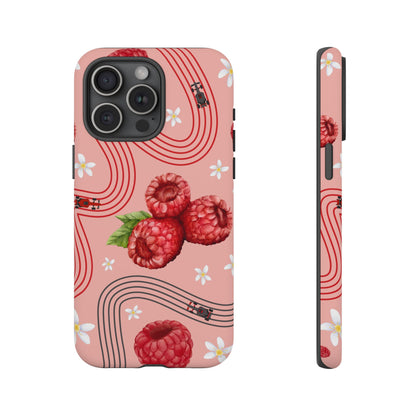 Red F1 Haas and Raspberries Phone Case, Trendy F1 Gift, Formula 1 Gift, Cute Fruit F1 Phone Case, Unique Phone Case