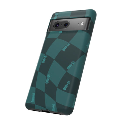 F1 Phone Case Teal Checkered Design, Trendy F1 Gift, Formula 1 Gift, Cute F1 Phone Case, Unique Formula One Phone Case