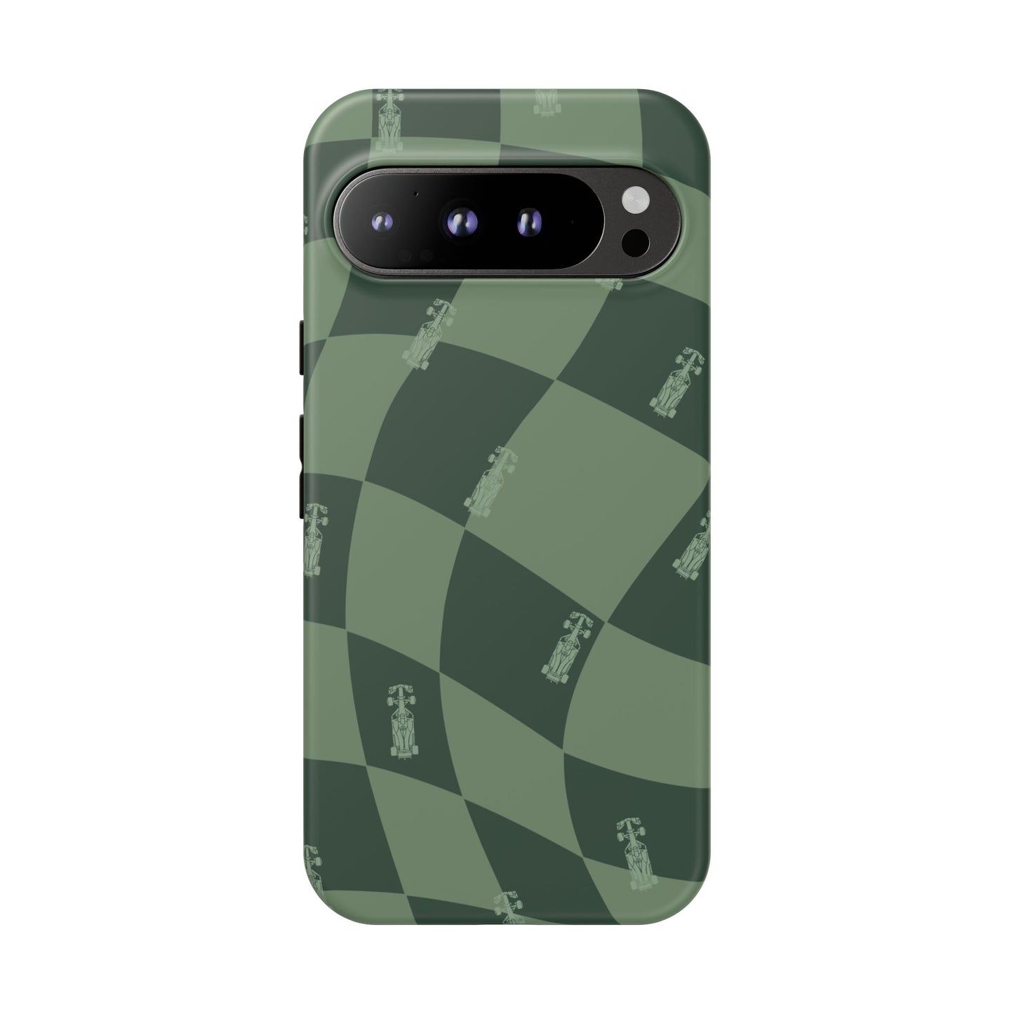 F1 Phone Case Green Checkerboard Design, Trendy F1 Gift, Formula 1 Gift, Cute F1 Phone Case, Unique Formula One Phone Case
