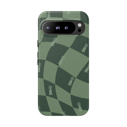 F1 Phone Case Green Checkerboard Design, Trendy F1 Gift, Formula 1 Gift, Cute F1 Phone Case, Unique Formula One Phone Case