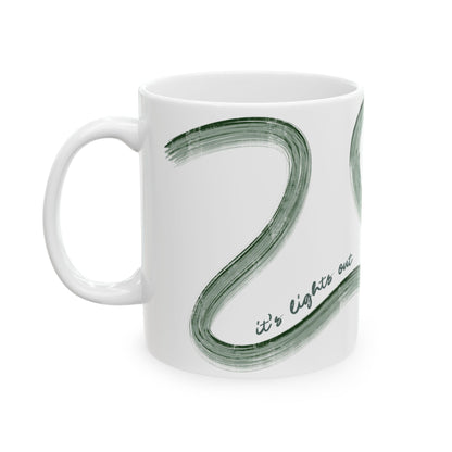 F1 Green Painted It's Lights Out and Away We Go Mug, Unique Gift for Coffee Lovers, Whimsical Formula 1 Gift