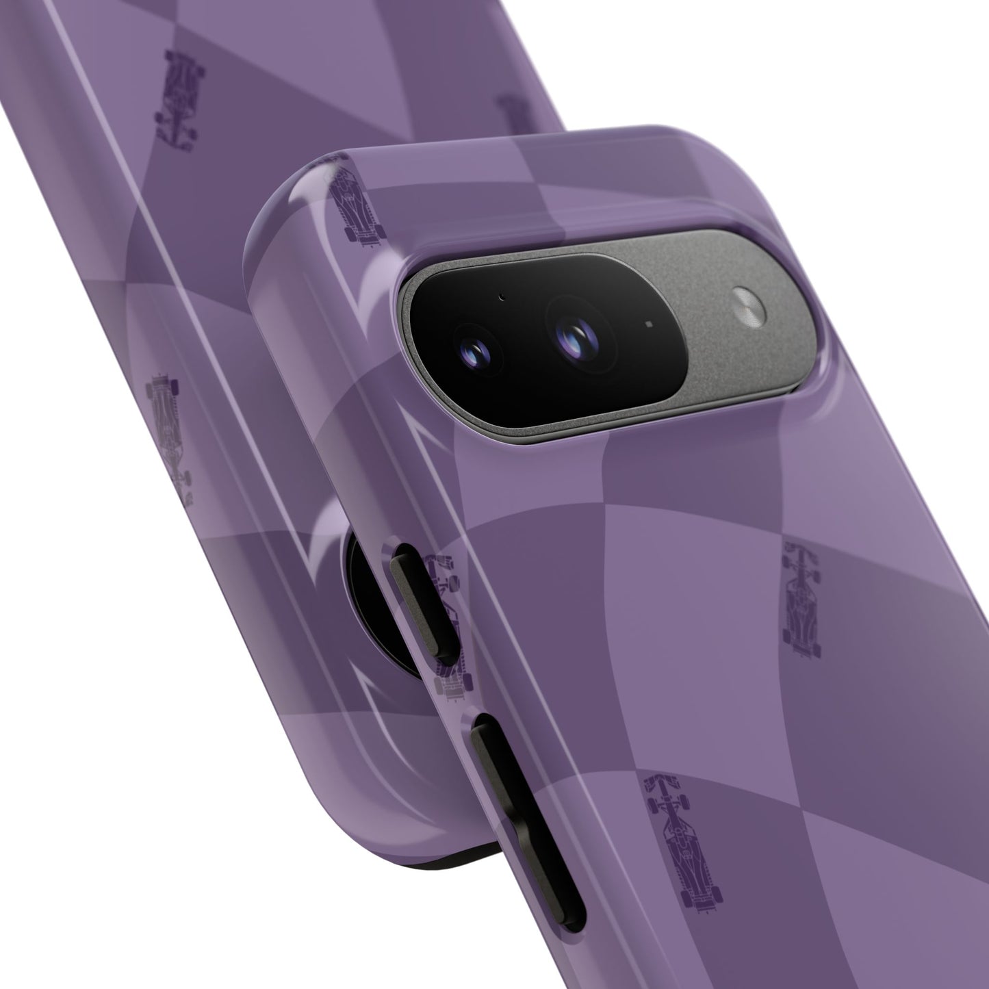 F1 Phone Case Purple Checkered Design, Trendy F1 Gift, Formula 1 Gift, Cute F1 Phone Case, Unique Formula One Phone Case