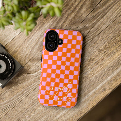 Simply Lovely Orange and Pink Checkered F1 Phone Case Design, Trendy F1 Gift, Formula 1 Gift, Cute F1 Phone Case
