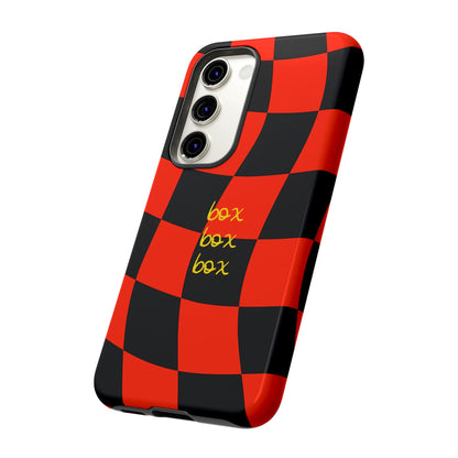 F1 Ferrari Black and Red Checkered Phone Case, Box Box Box F1 Phone Case