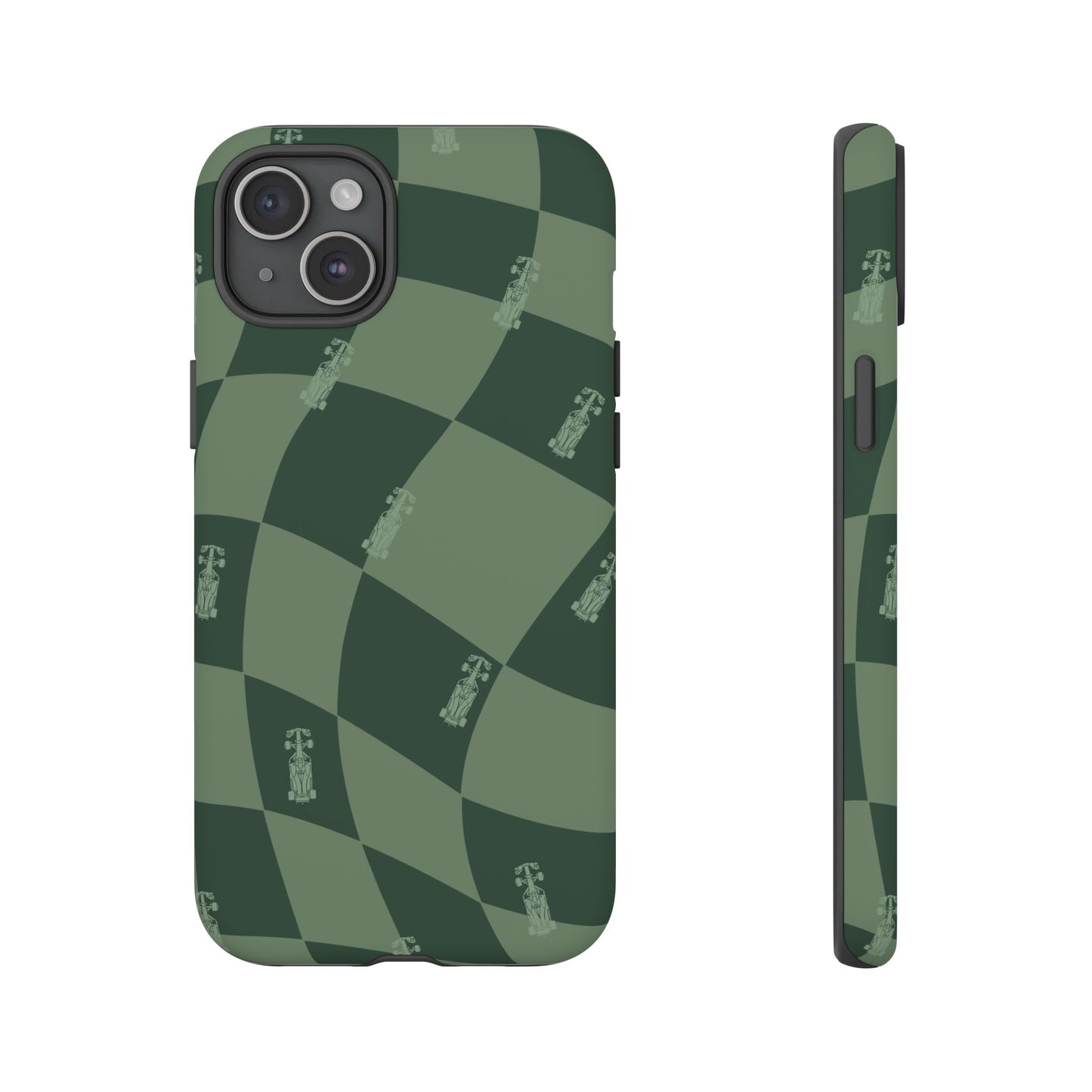 F1 Phone Case Green Checkerboard Design, Trendy F1 Gift, Formula 1 Gift, Cute F1 Phone Case, Unique Formula One Phone Case