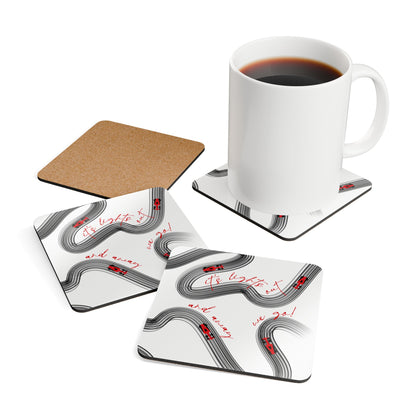 F1 Black and Red Corkwood Coaster Set of 4 | Formula 1 Coaster Set