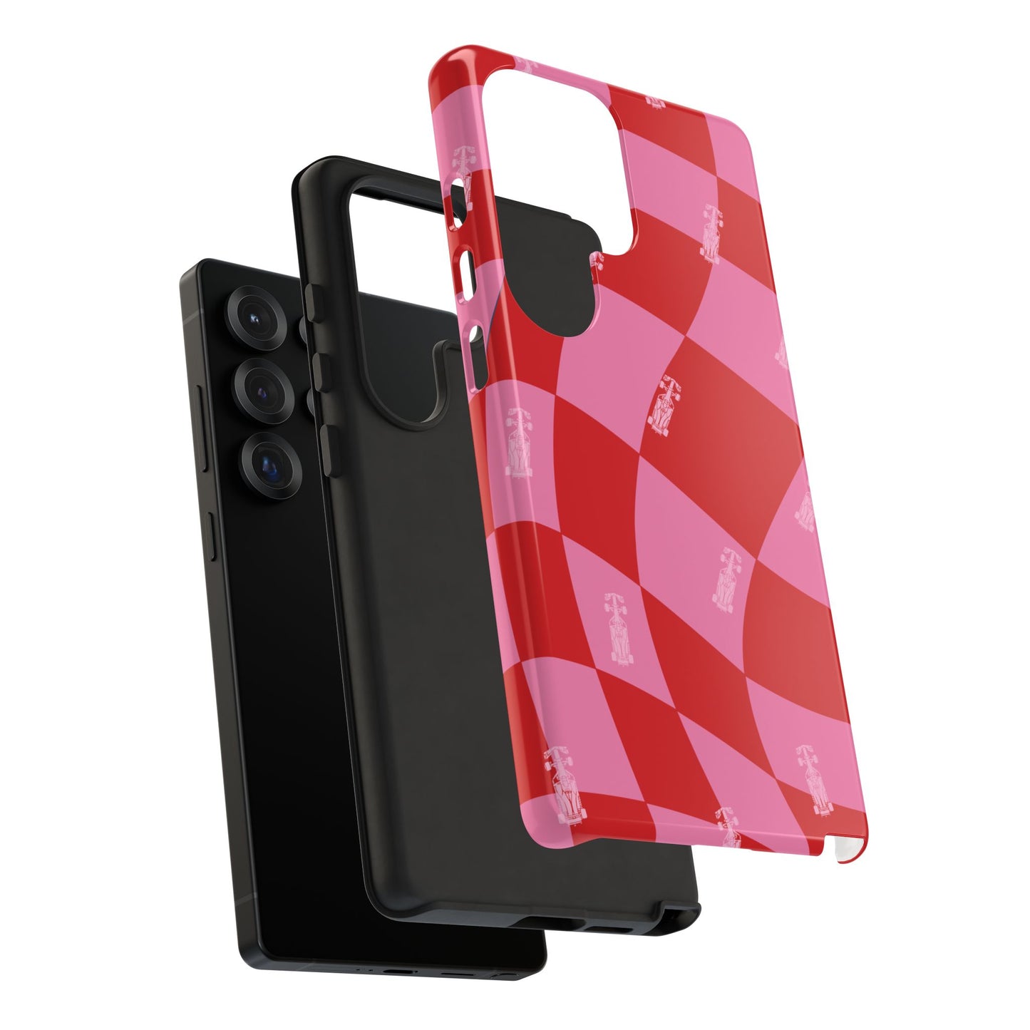 F1 Phone Case Pink and Red Checkerboard Design, Trendy F1 Gift, Girly Formula 1 Gift, Cute F1 Phone Case, Unique Formula One Phone Case