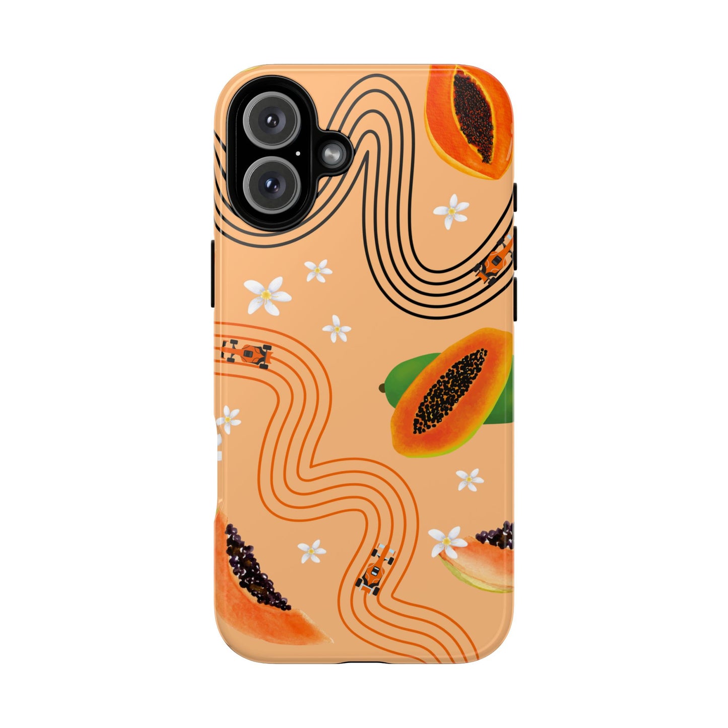 Orange F1 McLaren and Papaya Phone Case, Trendy F1 Gift, Formula 1 Gift, Cute Fruit F1 Phone Case, Unique Phone Case