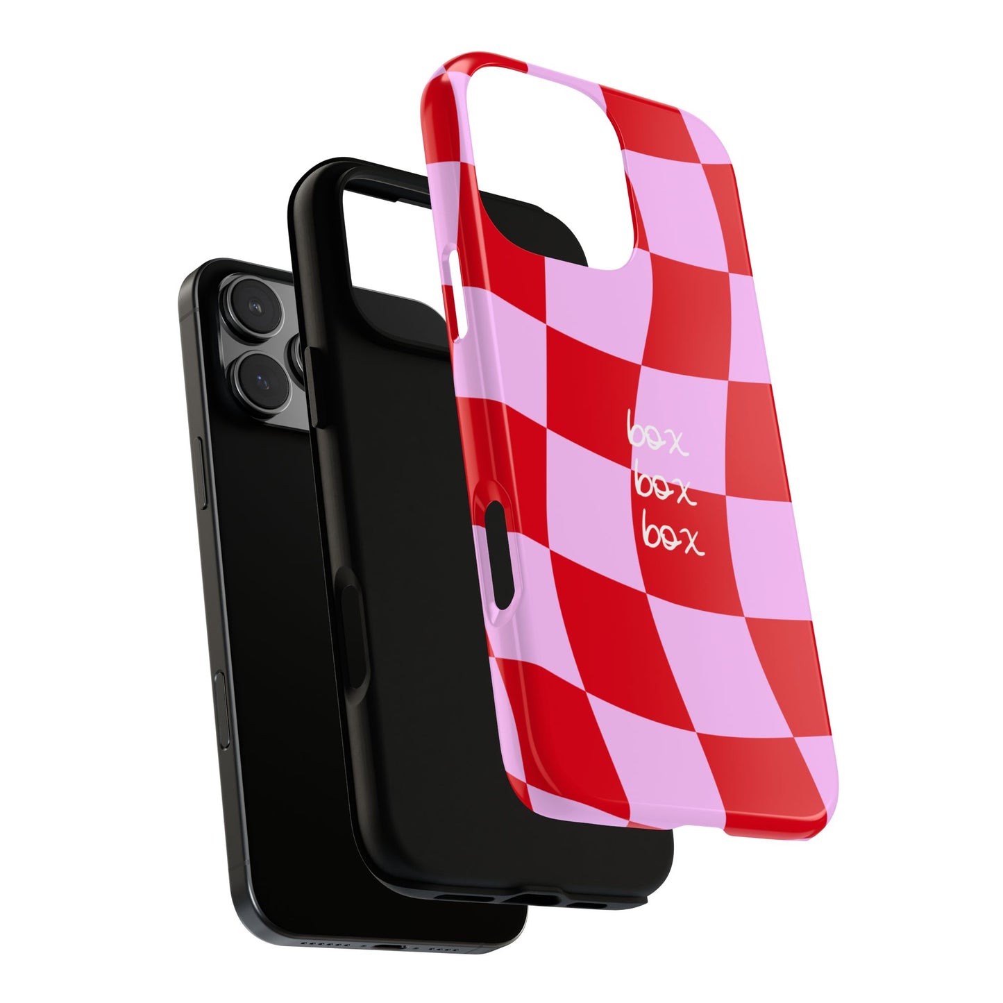 Pink and Red Checkered F1 Phone Case, Box Box Box F1 Phone Case