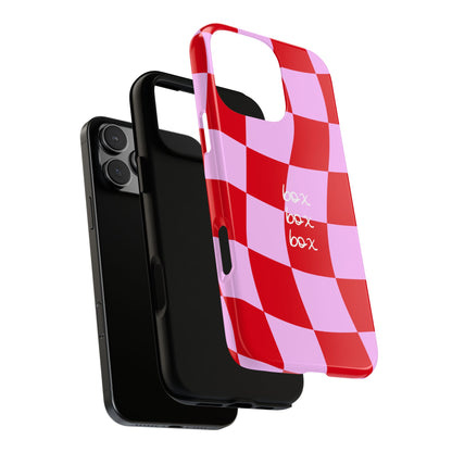 Pink and Red Checkered F1 Phone Case, Box Box Box F1 Phone Case