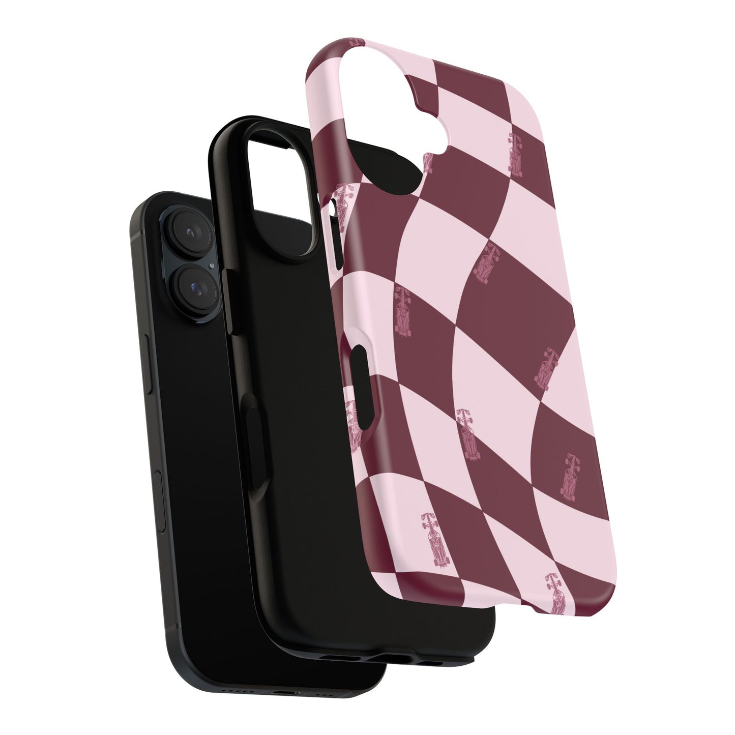 F1 Phone Case Pink Checkered Design, Trendy F1 Gift, Formula 1 Gift, Cute F1 Phone Case, Unique Formula One Phone Case