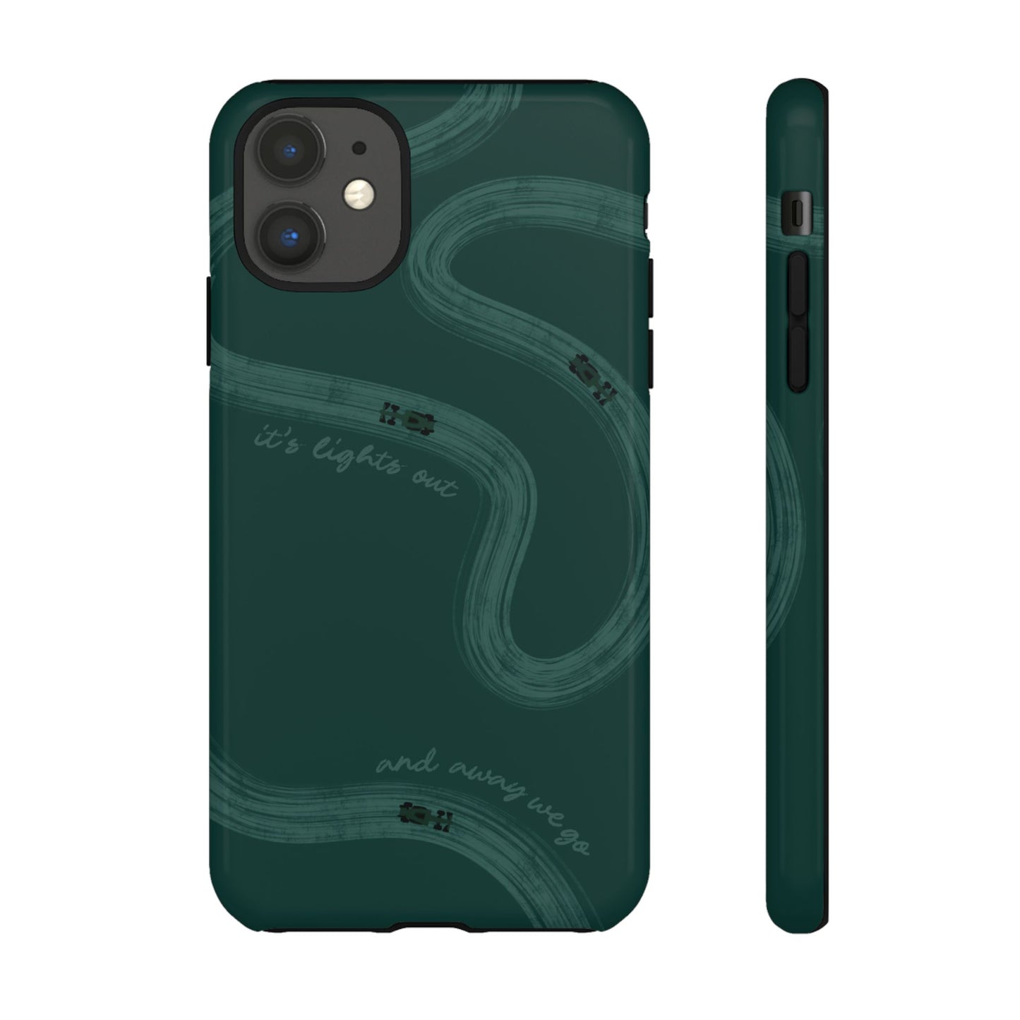 F1 Phone Case Monochrome Green Painted "its lights out and away we go", Trendy F1 Gift, Formula 1 Gift, Cute F1 Phone Case, Phone Case