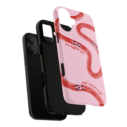 F1 Phone Case Pink and Red Painted "its lights out and away we go", Trendy F1 Gift, Formula 1 Gift, Cute F1 Phone Case, Unique Phone Case