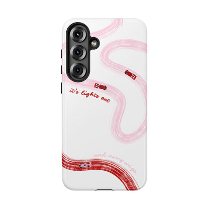 F1 Phone Case Pink and Red Painted "its lights out and away we go", Trendy F1 Gift, Formula 1 Gift, Cute F1 Phone Case, Unique Phone Case