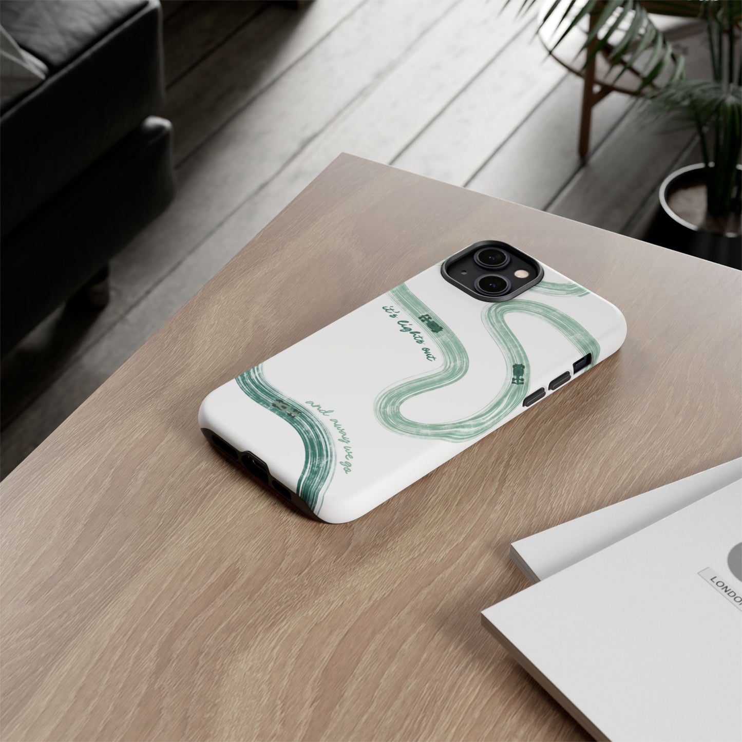 F1 Phone Case Green Painted "its lights out and away we go", Trendy F1 Gift, Formula 1 Gift, Cute F1 Phone Case, Gift for F1 Fans