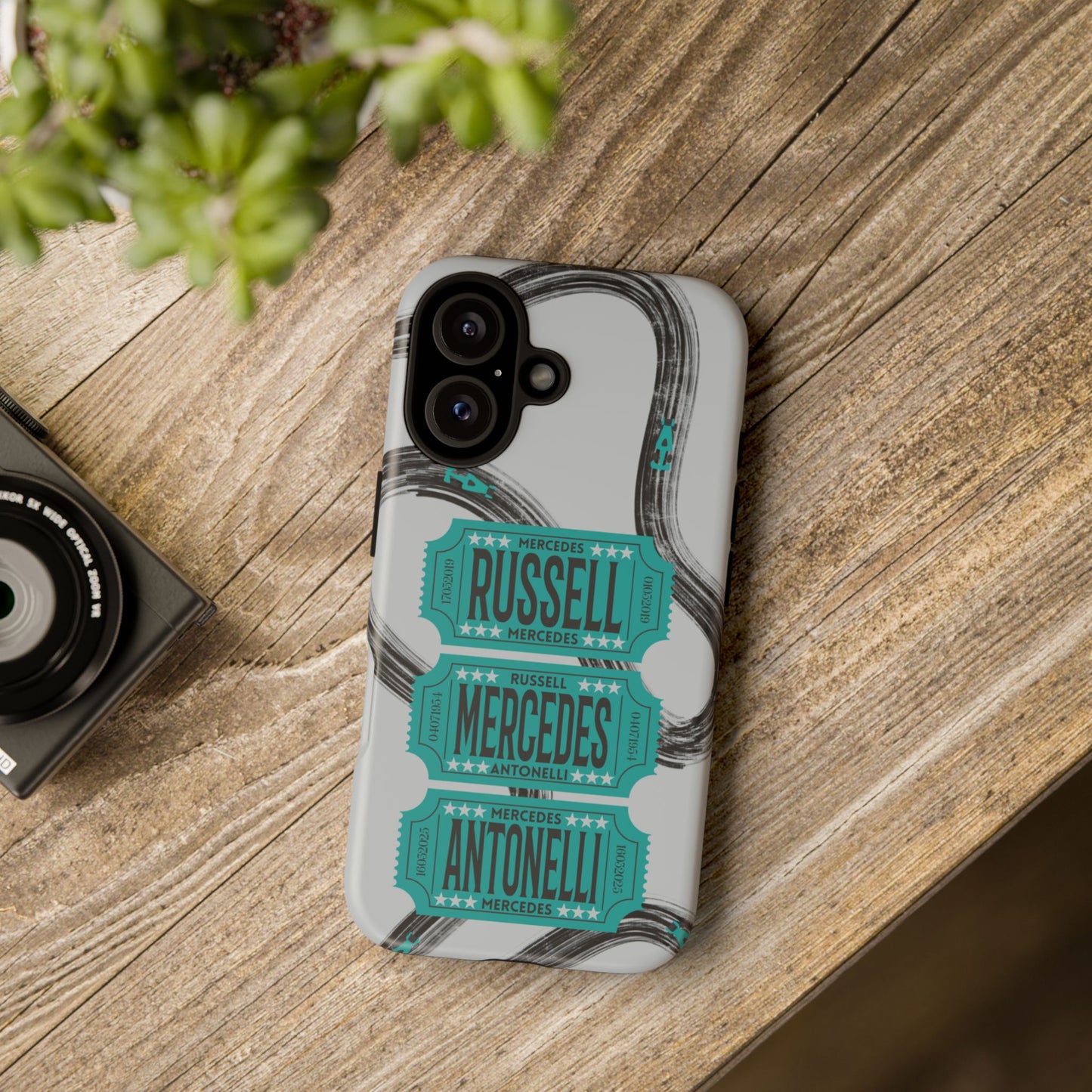 Mercedes F1 Phone Case Painted Ticket Stubs, Trendy F1 Gift, Formula 1 Gift, Cute F1 Phone Case