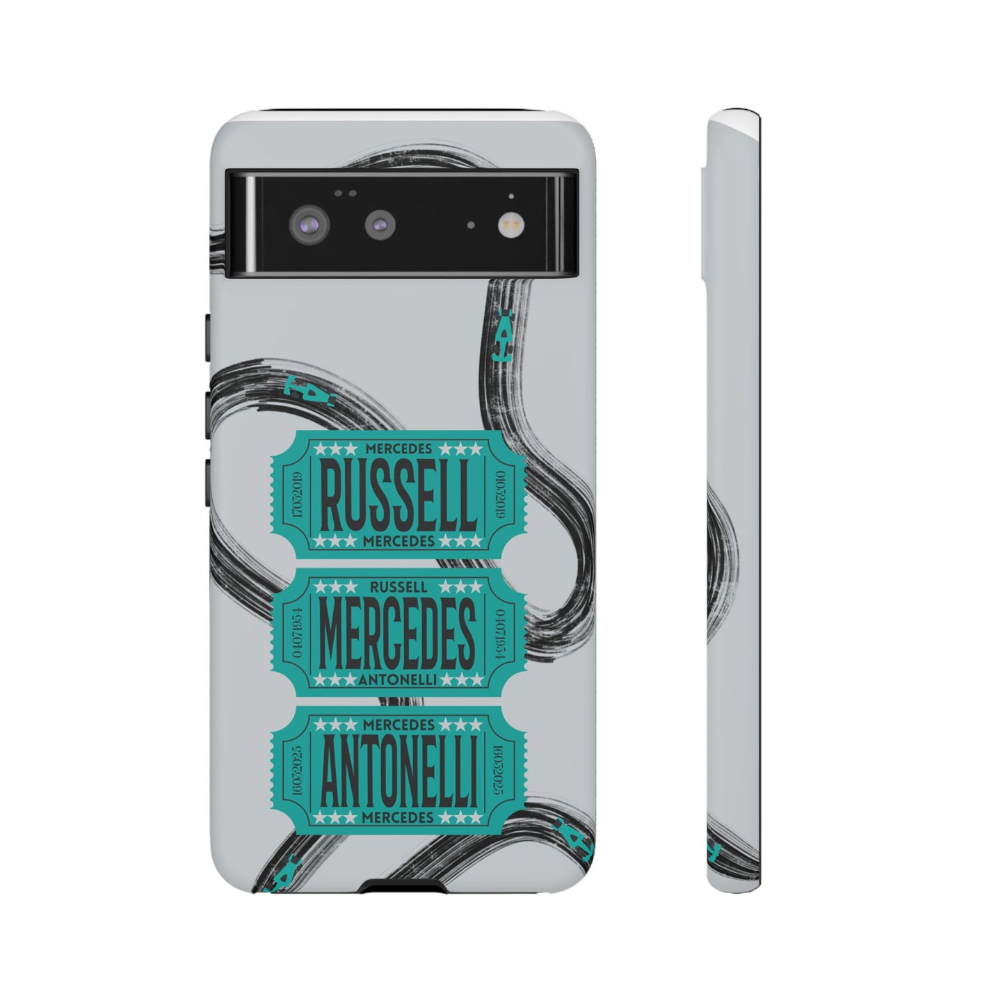 Mercedes F1 Phone Case Painted Ticket Stubs, Trendy F1 Gift, Formula 1 Gift, Cute F1 Phone Case