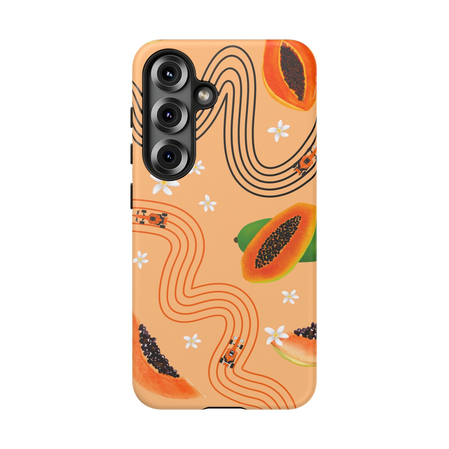 Orange F1 McLaren and Papaya Phone Case, Trendy F1 Gift, Formula 1 Gift, Cute Fruit F1 Phone Case, Unique Phone Case