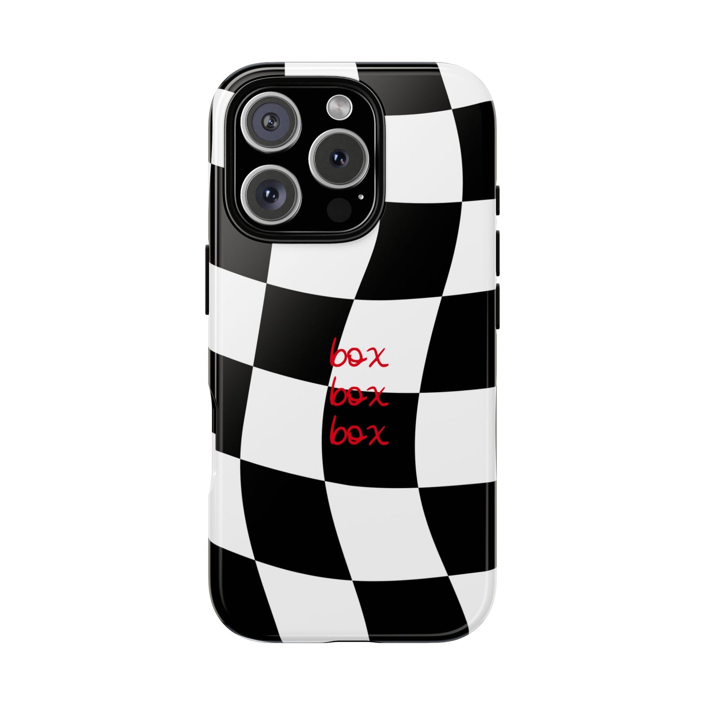 Black and Red Checkered F1 Phone Case, Box Box Box F1 Phone Case