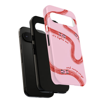 F1 Phone Case Pink and Red Painted "its lights out and away we go", Trendy F1 Gift, Formula 1 Gift, Cute F1 Phone Case, Unique Phone Case