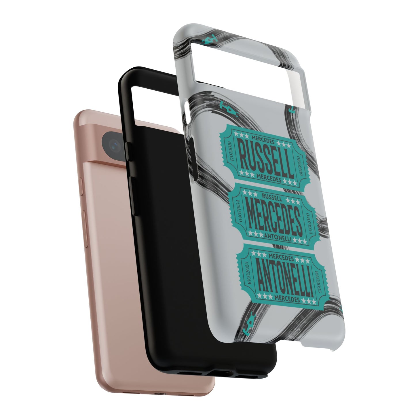 Mercedes F1 Phone Case Painted Ticket Stubs, Trendy F1 Gift, Formula 1 Gift, Cute F1 Phone Case