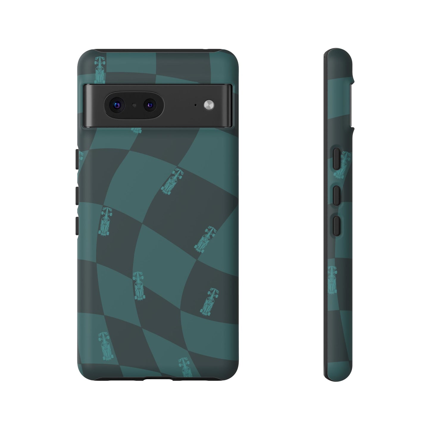 F1 Phone Case Teal Checkered Design, Trendy F1 Gift, Formula 1 Gift, Cute F1 Phone Case, Unique Formula One Phone Case